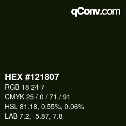 Farbcode: HEX #121807 | qconv.com