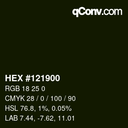 Color code: HEX #121900 | qconv.com