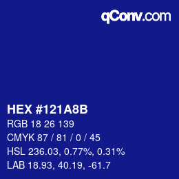 Color code: HEX #121A8B | qconv.com