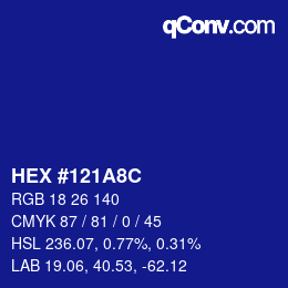 カラーコード: HEX #121A8C | qconv.com
