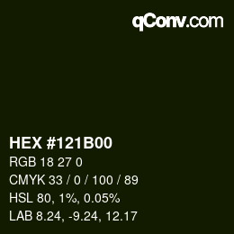 Color code: HEX #121B00 | qconv.com