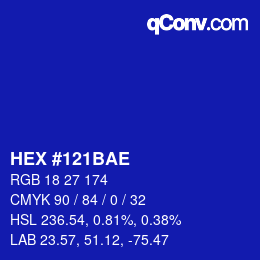 Color code: HEX #121BAE | qconv.com