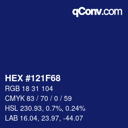 颜色代码: HEX #121F68 | qconv.com