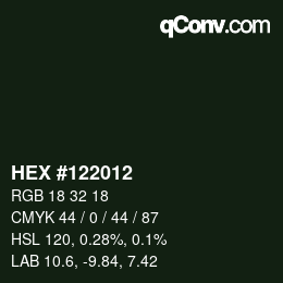 Color code: HEX #122012 | qconv.com