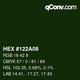 カラーコード: HEX #122A08 | qconv.com