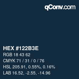 Color code: HEX #122B3E | qconv.com