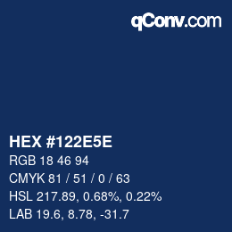 Farbcode: HEX #122E5E | qconv.com