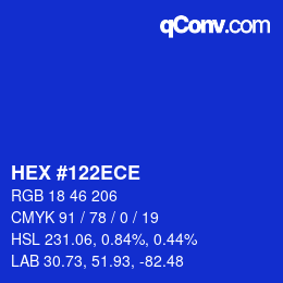Color code: HEX #122ECE | qconv.com