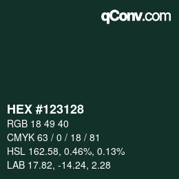 Color code: HEX #123128 | qconv.com