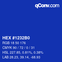 Color code: HEX #1232B0 | qconv.com