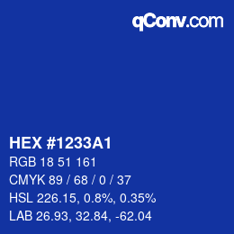 Code couleur: HEX #1233A1 | qconv.com