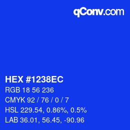 颜色代码: HEX #1238EC | qconv.com