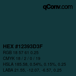 Code couleur: HEX #12393D3F | qconv.com