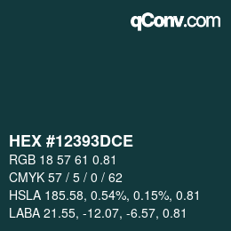 Code couleur: HEX #12393DCE | qconv.com