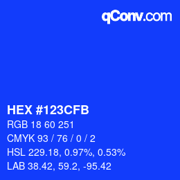 カラーコード: HEX #123CFB | qconv.com