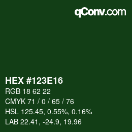 Color code: HEX #123E16 | qconv.com