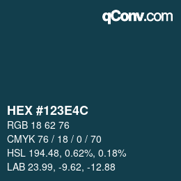 Farbcode: HEX #123E4C | qconv.com