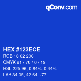 Color code: HEX #123ECE | qconv.com