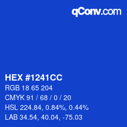 Color code: HEX #1241CC | qconv.com