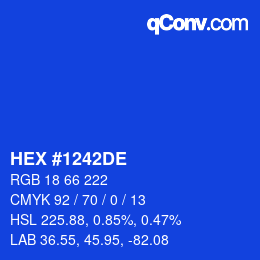 Color code: HEX #1242DE | qconv.com