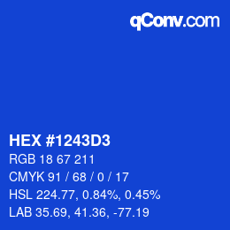 Color code: HEX #1243D3 | qconv.com