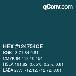 カラーコード: HEX #124754CE | qconv.com