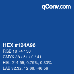 カラーコード: HEX #124A96 | qconv.com