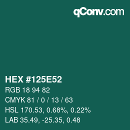 Color code: HEX #125E52 | qconv.com