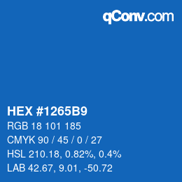颜色代码: HEX #1265B9 | qconv.com