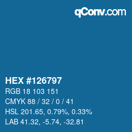 颜色代码: HEX #126797 | qconv.com