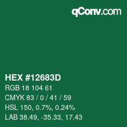 Color code: HEX #12683D | qconv.com