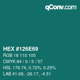 颜色代码: HEX #126E69 | qconv.com