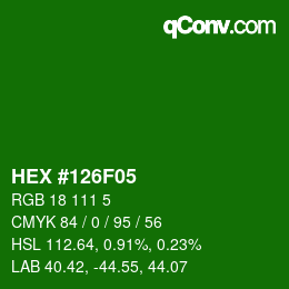 Código de color: HEX #126F05 | qconv.com