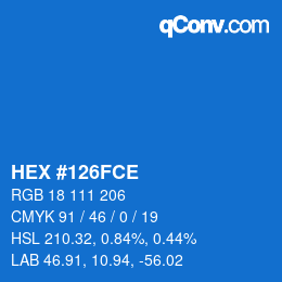 Color code: HEX #126FCE | qconv.com