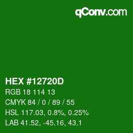 Color code: HEX #12720D | qconv.com