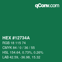 Color code: HEX #12734A | qconv.com