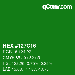 Color code: HEX #127C16 | qconv.com