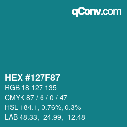 Code couleur: HEX #127F87 | qconv.com