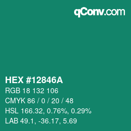 Color code: HEX #12846A | qconv.com
