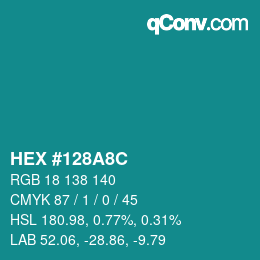 Color code: HEX #128A8C | qconv.com