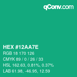 Color code: HEX #12AA7E | qconv.com
