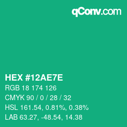 Color code: HEX #12AE7E | qconv.com