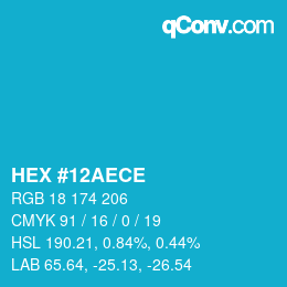 Color code: HEX #12AECE | qconv.com