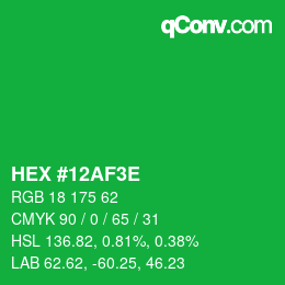 Color code: HEX #12AF3E | qconv.com