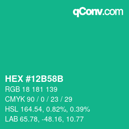 Color code: HEX #12B58B | qconv.com