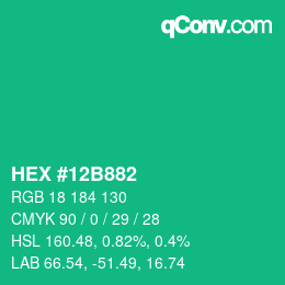 Color code: HEX #12B882 | qconv.com