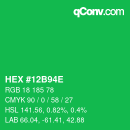 Color code: HEX #12B94E | qconv.com