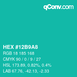 Color code: HEX #12B9A8 | qconv.com