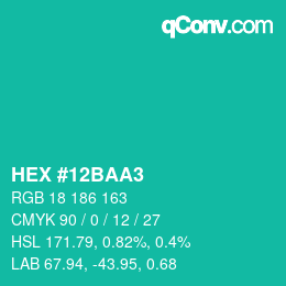 Color code: HEX #12BAA3 | qconv.com