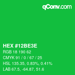 Color code: HEX #12BE3E | qconv.com